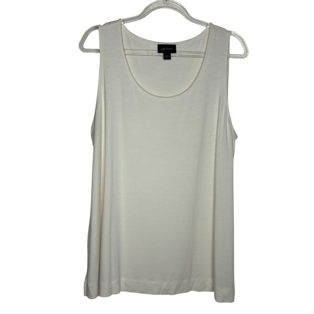 J Jill Wearever Womens Size Medium Tank Top Cream White Scoop Neck Rayon Stretch